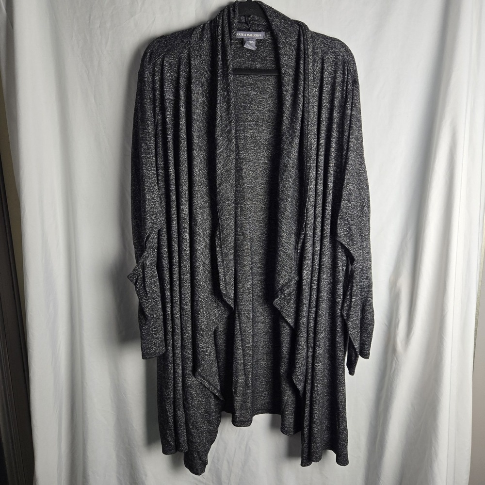 Kate & Mallory Womens 3X Cut Out Sleeve Open Cascade Cardigan‎ Goth Athleisure